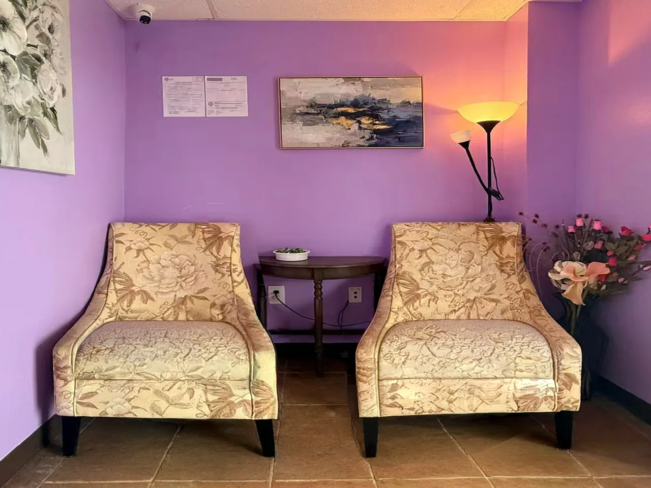 Calm waiting corner at U Massage in Corpus Christi TX